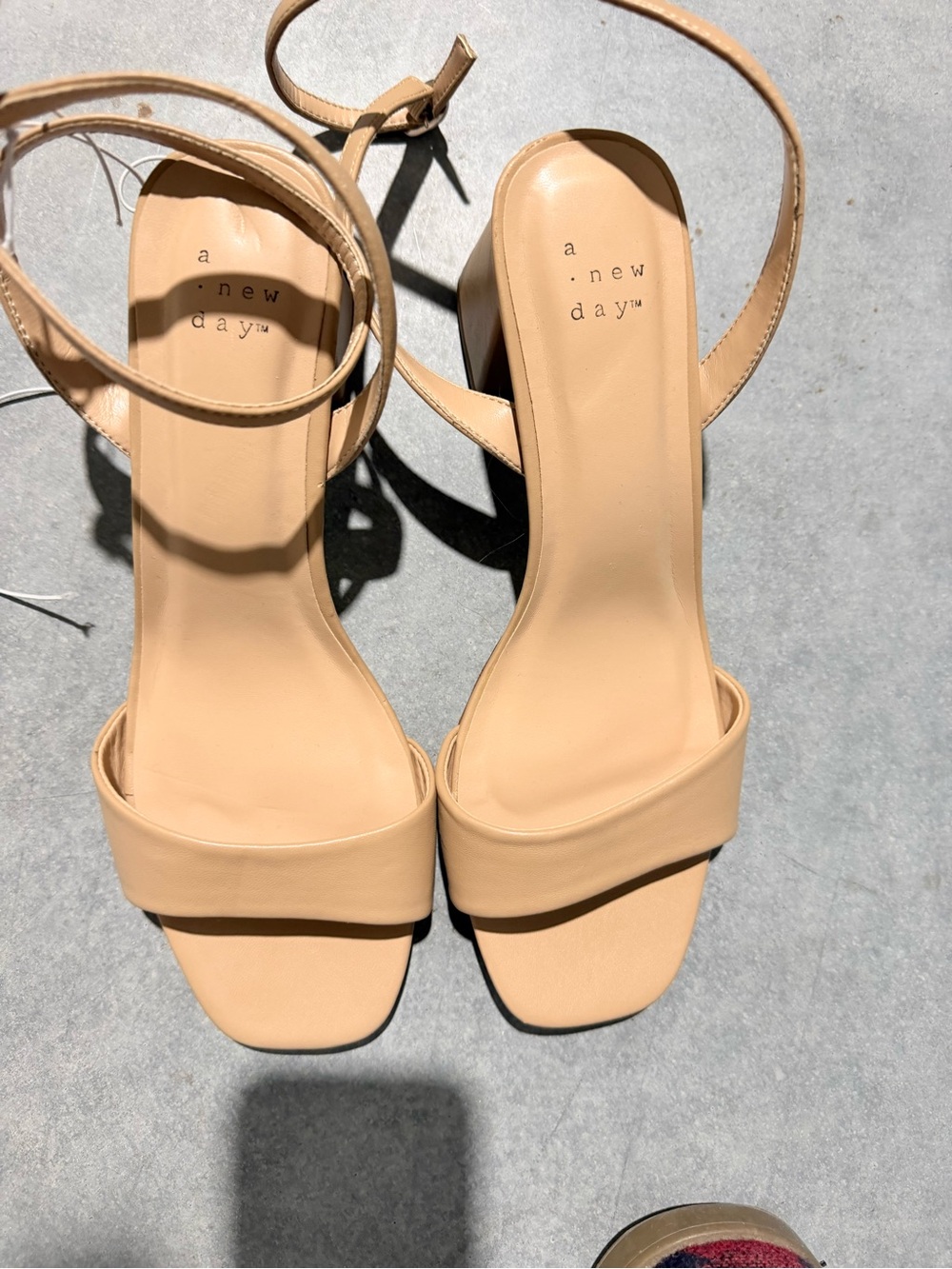 a new day Beige Ankle-Strap Block Heel Sandals 8.5 W